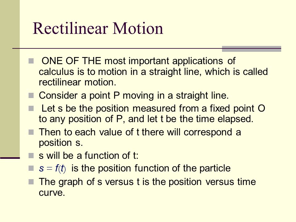 Rectilinear motion calculus homework help rectilinear motion